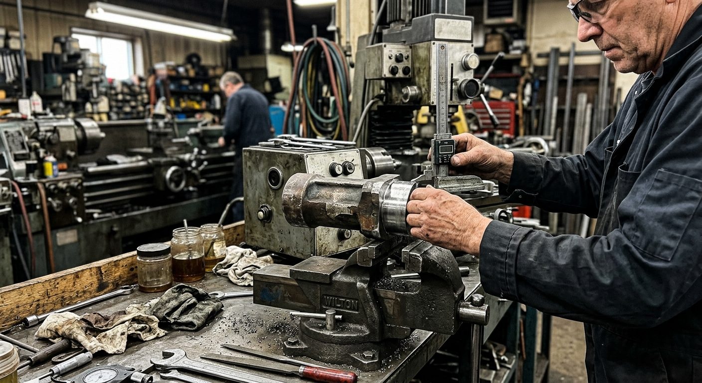 Réparation et remachine d'un composant industriel sur établi
